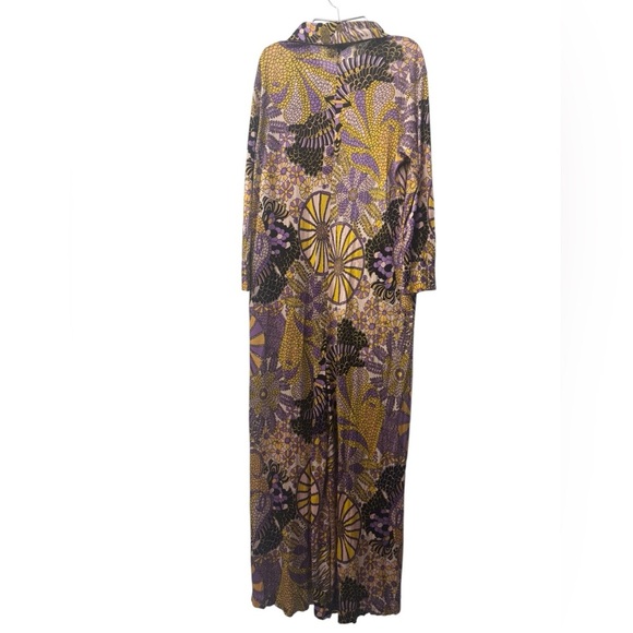 Vintage Loungewear by Danville Purple and Yellow psychedelic Floral Jumpsuit - Picture 4 of 17